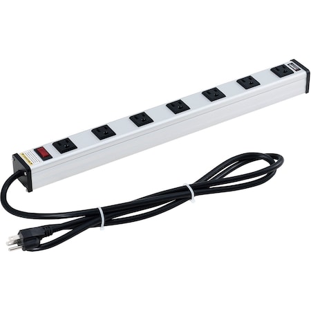 Global Industrial Power Strip, Surge, SJTW, 5-15R, 6 ft., Silver 812416